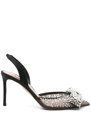 Aquazzura 90mm bow-detail slingback pumps - Black