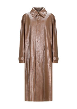 Jil Sander buttoned-up leather coat - Brown