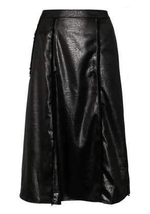 tout a coup faux leather midi skirt - Black