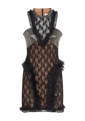 Self-Portrait Lace Crystal mini dress - Black