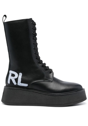 Karl Lagerfeld logo-print combat boots - Black