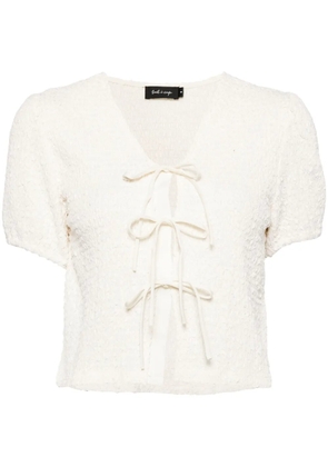 tout a coup textured front-tie T-shirt - White