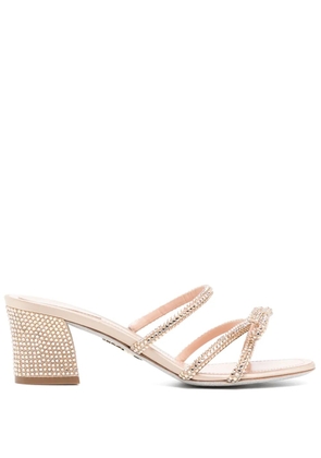 René Caovilla crystal-embellished 70mm sandals - Gold