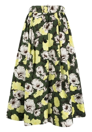 MSGM Hibiscus Camouflage-print skirt - Green