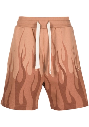 Vision Of Super flame-print cotton shorts - Brown