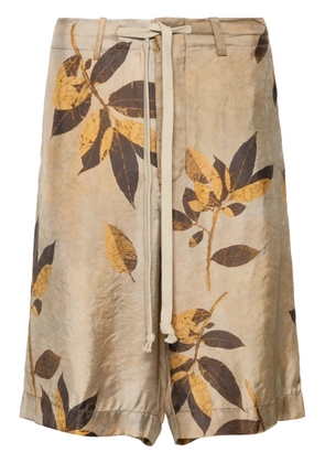 Uma Wang branches-print shorts - Neutrals