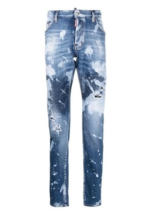 DSQUARED2 paint-splatter straight-leg jeans - Blue