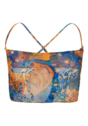 Donde Esteban El Beso mesh lace top - Blue