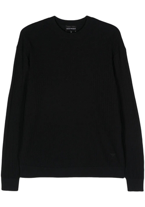 Emporio Armani logo-embroidered cotton jumper - Blue