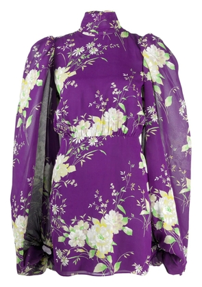 The Attico Gobi floral-print mini dress - Purple