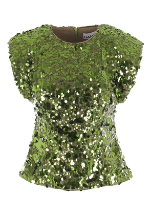 GANNI sequin-embellished T-shirt - Green