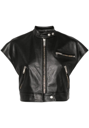 Halfboy short-sleeve cropped biker jacket - Black