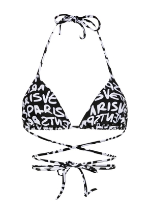 VETEMENTS logo-print triangle bikini top - Black