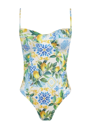Brigitte lemon-print swimsuit - White