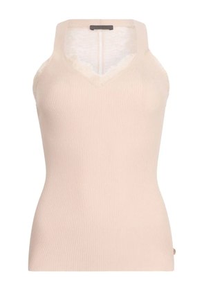 LIU JO lace-trimmed ribbed top - Pink