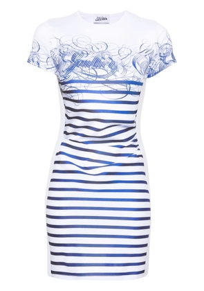 Jean Paul Gaultier striped-print mini dress - White