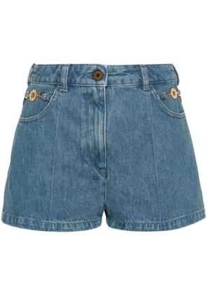 Patou logo-embroidered denim mini shorts - Blue