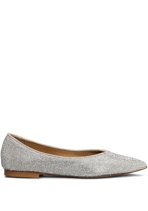 Anna F. crystal-embellished ballerina shoes - Silver