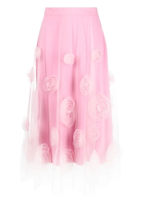 Viktor & Rolf floral-appliqué tulle midi skirt - Pink