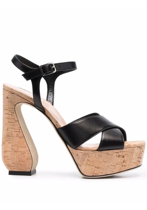 Si Rossi 90mm sculptued-heel platform sandals - Black
