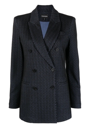 Emporio Armani double-breasted herringbone blazer - Blue