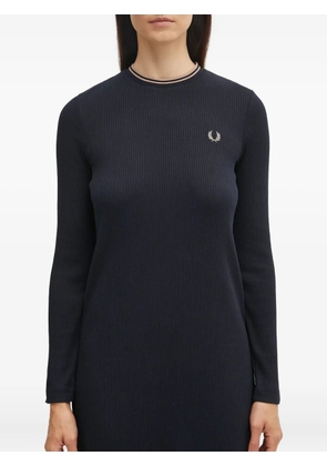 Fred Perry logo-embroidered ribbed-knit midi dress - Black