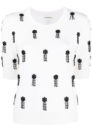 P.A.R.O.S.H. bead-embellished fine-knit T-shirt - White
