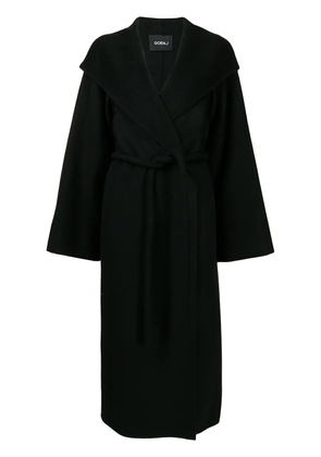 Goen.J tie-waist wool-blend double-faced coat - Black