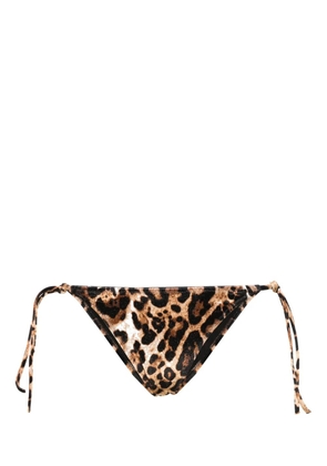 VETEMENTS leopard-print velour bikini bottoms - Brown