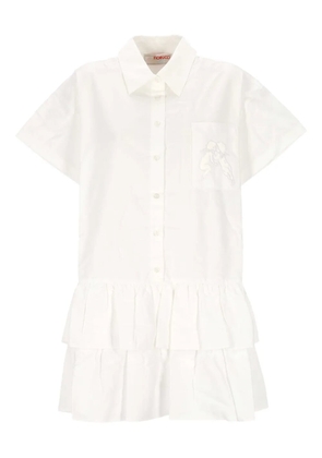 Fiorucci ruffled angels-detail shirt dress - White