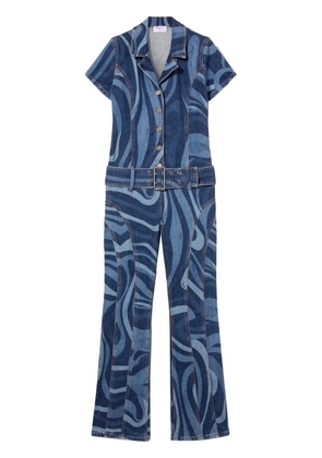 PUCCI Marmo-print denim jumpsuit - Blue