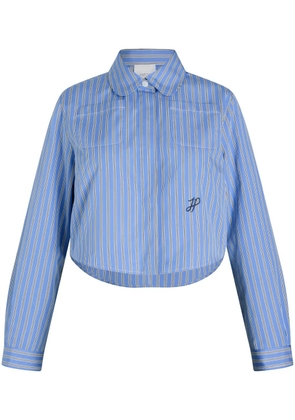 Patou cropped printed poplin shirt - Blue