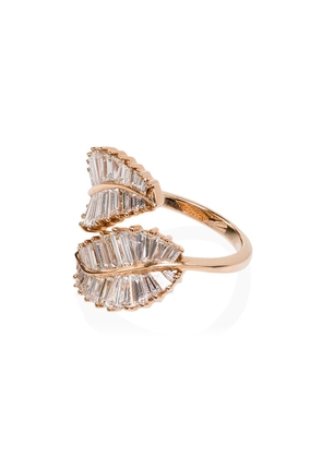 Anita Ko 18kt rose gold diamond palm leaf ring - Pink
