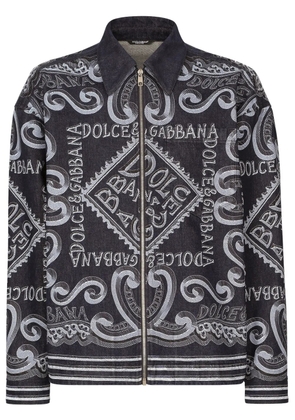 Dolce & Gabbana logo-print cotton shirt jacket - Blue