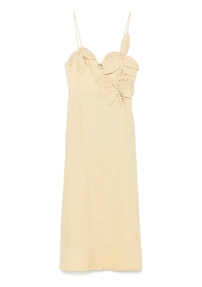 FARM Rio flowered-bust midi dress - Neutrals