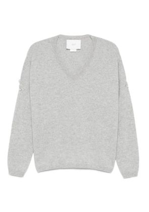 Vanisè pearl-embellished V-neck sweater - Grey