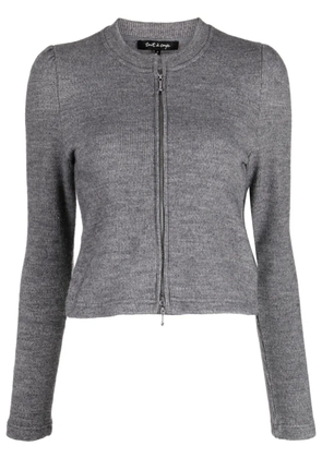tout a coup mélange fine-ribbed cropped cardigan - Grey