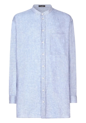 Dolce & Gabbana band-collar linen shirt - Blue