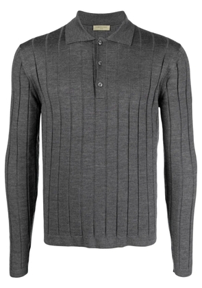 Corneliani ribbed virgin wool polo shirt - Grey