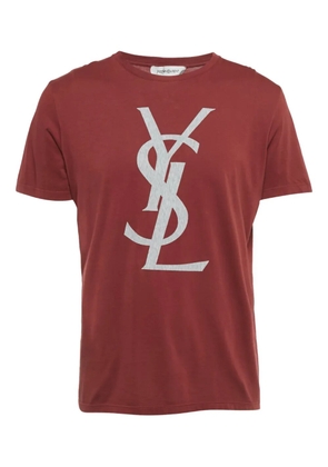 Saint Laurent Pre-Owned logo-patch cotton T-shirt - Red