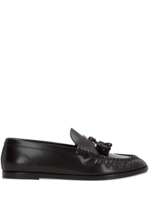 The Row pleated tassel leather loafers - Brown