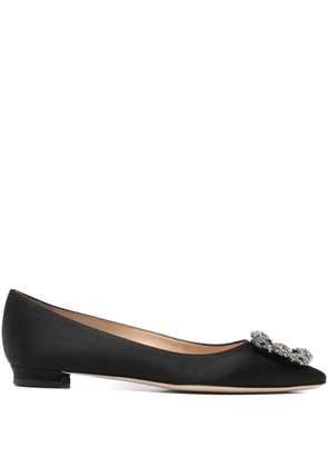 Manolo Blahnik Hangisiflat embellished pumps - Black
