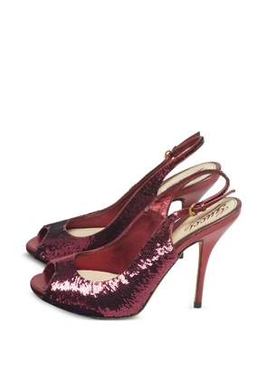 Gucci Pre-Owned sequins peep-toe slingbacks sandals - Red