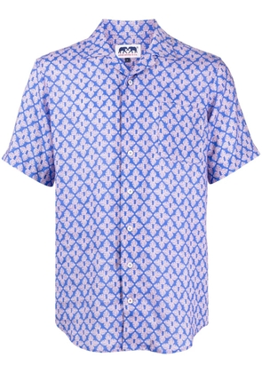 LOVE BRAND & Co. graphic-print linen shirt - Blue