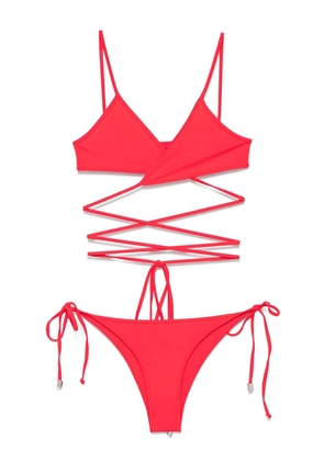 The Attico rubberised-logo bikini - Red