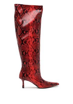 Alexander Wang Viola snake-print leather boots - Red
