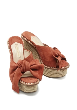 Paloma Barceló suede bow wedge espadrille - Orange