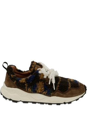 FLOWER MOUNTAIN Pampas suede artificial fur sneakers - Brown