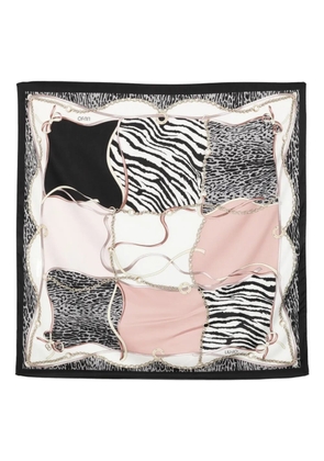 LIU JO chain-print animal-print scarf - Black