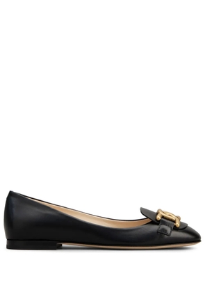 Tod's logo-plaque ballerina shoes - Black